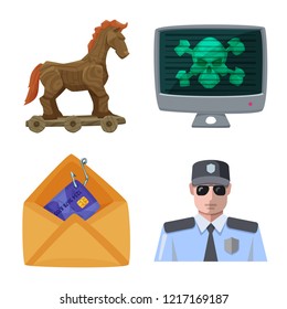 Isolated object of virus and secure sign. Collection of virus and cyber stock vector illustration.