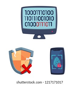 Isolated object of virus and secure sign. Collection of virus and cyber stock symbol for web.