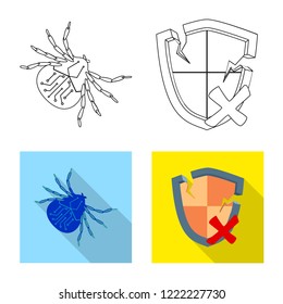Isolated object of virus and secure sign. Collection of virus and cyber stock vector illustration.