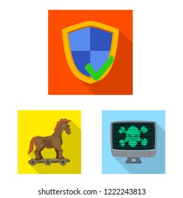 Isolated object of virus and secure sign. Collection of virus and cyber vector icon for stock.