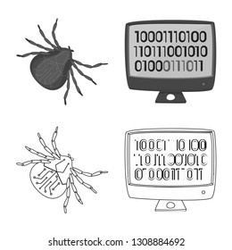Isolated object of virus and secure sign. Collection of virus and cyber vector icon for stock.