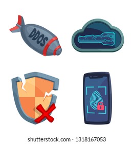 Isolated object of virus and secure sign. Set of virus and cyber stock symbol for web.