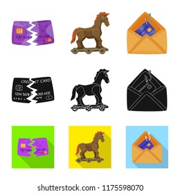 Isolated object of virus and secure symbol. Collection of virus and cyber vector icon for stock.