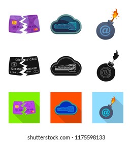 Isolated object of virus and secure symbol. Collection of virus and cyber vector icon for stock.