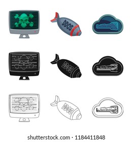 Isolated object of virus and secure symbol. Set of virus and cyber vector icon for stock.