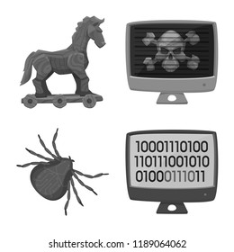 Isolated object of virus and secure symbol. Collection of virus and cyber vector icon for stock.