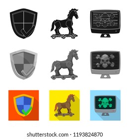 Isolated object of virus and secure symbol. Set of virus and cyber stock symbol for web.