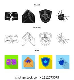 Isolated object of virus and secure symbol. Collection of virus and cyber stock vector illustration.