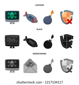 Isolated object of virus and secure symbol. Set of virus and cyber vector icon for stock.
