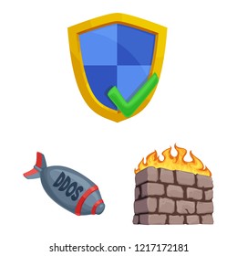 Isolated object of virus and secure symbol. Collection of virus and cyber vector icon for stock.