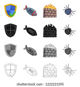 Isolated object of virus and secure symbol. Collection of virus and cyber stock vector illustration.