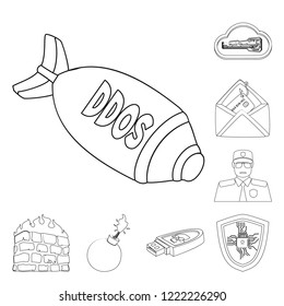 Isolated object of virus and secure symbol. Collection of virus and cyber vector icon for stock.