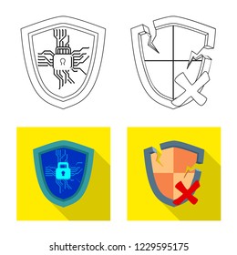 Isolated object of virus and secure symbol. Set of virus and cyber vector icon for stock.