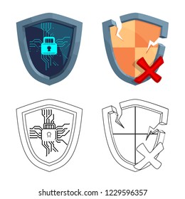 Isolated object of virus and secure symbol. Collection of virus and cyber stock symbol for web.