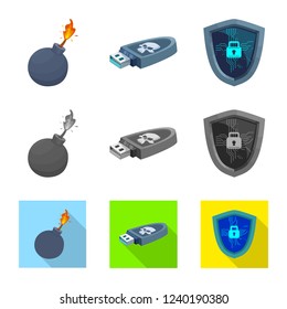 Isolated object of virus and secure symbol. Set of virus and cyber vector icon for stock.