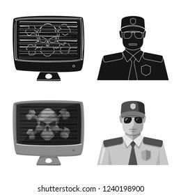 Isolated object of virus and secure symbol. Collection of virus and cyber vector icon for stock.