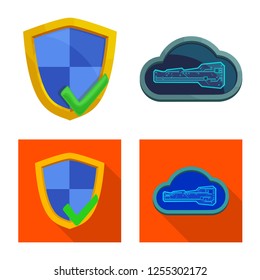 Isolated object of virus and secure symbol. Set of virus and cyber vector icon for stock.