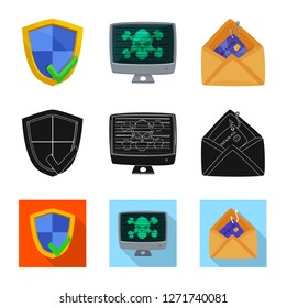 Isolated object of virus and secure symbol. Collection of virus and cyber stock vector illustration.
