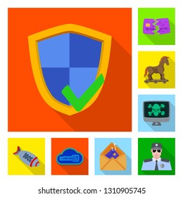 Isolated object of virus and secure symbol. Set of virus and cyber stock vector illustration.