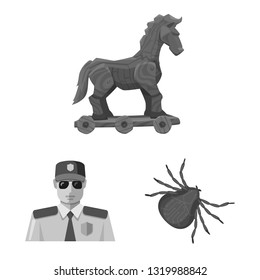 Isolated object of virus and secure symbol. Set of virus and cyber stock vector illustration.