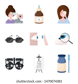 Isolated object of vision and clinic icon. Set of vision and ophthalmology stock vector illustration.