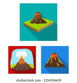 Isolated object of volcano and lava icon. Collection of volcano and magma stock symbol for web.