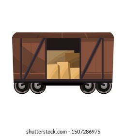 Isolated object of wagon and cargo logo. Graphic of wagon and boxcar Stock vector illustration.