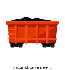 Isolated object of wagon and cargo symbol. Graphic of wagon and coal Stock symbol for web.