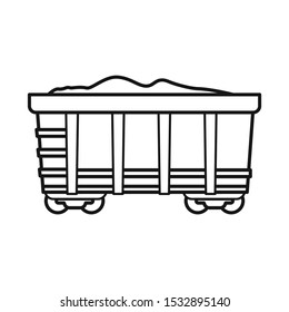 Isolated object of wagon and cargo symbol. Web element of wagon and coal vector icon for Stock.