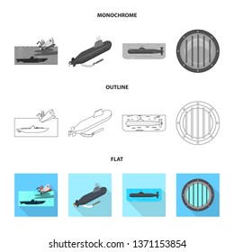 Isolated object of war  and ship icon. Collection of war  and fleet stock symbol for web.