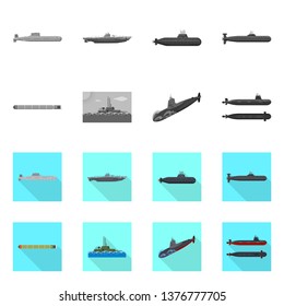 Isolated object of war  and ship icon. Collection of war  and fleet stock symbol for web.