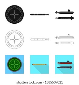 Isolated object of war  and ship icon. Collection of war  and fleet vector icon for stock.