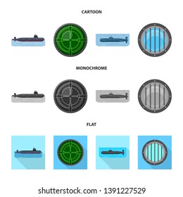 Isolated object of war  and ship icon. Set of war  and fleet vector icon for stock.