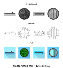 Isolated object of war  and ship icon. Set of war  and fleet stock symbol for web.