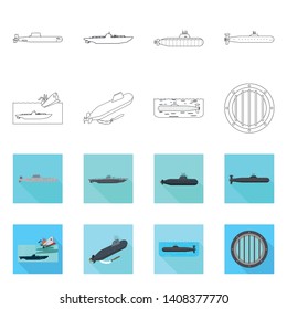 Isolated object of war  and ship icon. Collection of war  and fleet vector icon for stock.
