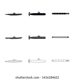 Isolated object of war  and ship icon. Collection of war  and fleet stock vector illustration.