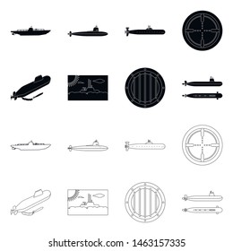 Isolated object of war and ship icon. Collection of war and fleet stock vector illustration.