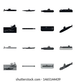 Isolated object of war and ship icon. Set of war and fleet stock vector illustration.