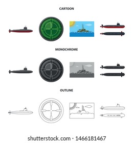 Isolated object of war and ship icon. Set of war and fleet stock symbol for web.
