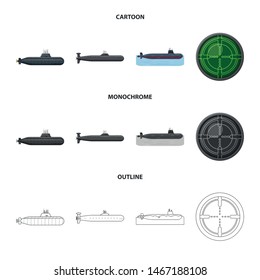 Isolated object of war and ship icon. Set of war and fleet stock symbol for web.