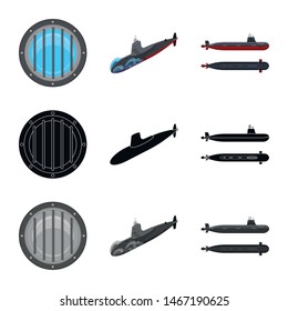 Isolated object of war and ship icon. Collection of war and fleet stock vector illustration.