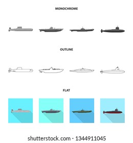 Isolated object of war  and ship logo. Collection of war  and fleet vector icon for stock.
