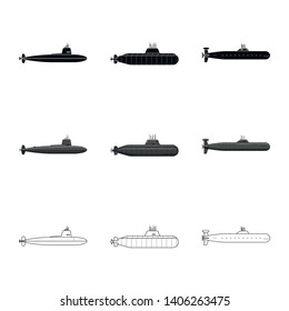 Isolated object of war  and ship logo. Set of war  and fleet vector icon for stock.