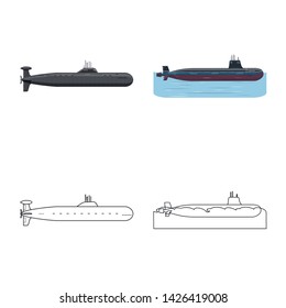 Isolated object of war and ship logo. Collection of war and fleet stock symbol for web.