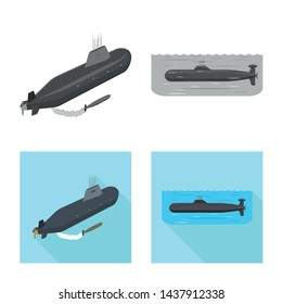 Isolated object of war and ship logo. Set of war and fleet stock symbol for web.