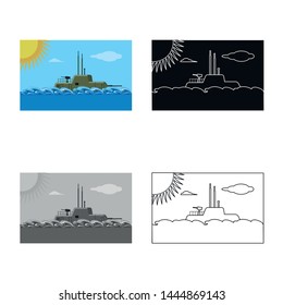 Isolated object of war and ship logo. Collection of war and fleet stock vector illustration.
