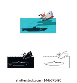 Isolated object of war and ship logo. Collection of war and fleet vector icon for stock.