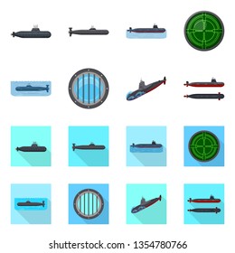 Isolated object of war  and ship sign. Collection of war  and fleet vector icon for stock.