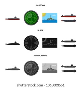 Isolated object of war  and ship sign. Collection of war  and fleet vector icon for stock.