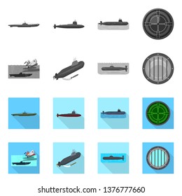 Isolated object of war  and ship sign. Set of war  and fleet stock vector illustration.